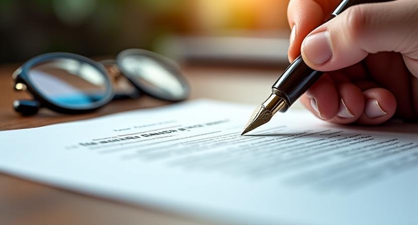 Close up of a professional signing a legal consultancy agreement